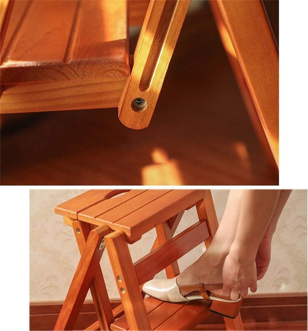 Multifunctional Wooden Folding Step Stool Ladder for Home, Kitchen, Office & Library - Compact, Lightweight & Sturdy - Perfect for Reaching High Shelves, Organizing & Cleaning