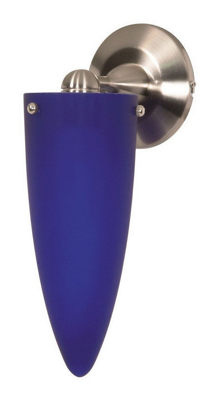 Nuvo Lighting 60 697 Brushed Nickel Wall Sconce with Cobalt Blue Cone Glass Shade - Perfect for Bedroom, Hallway, and Entryway Lighting
