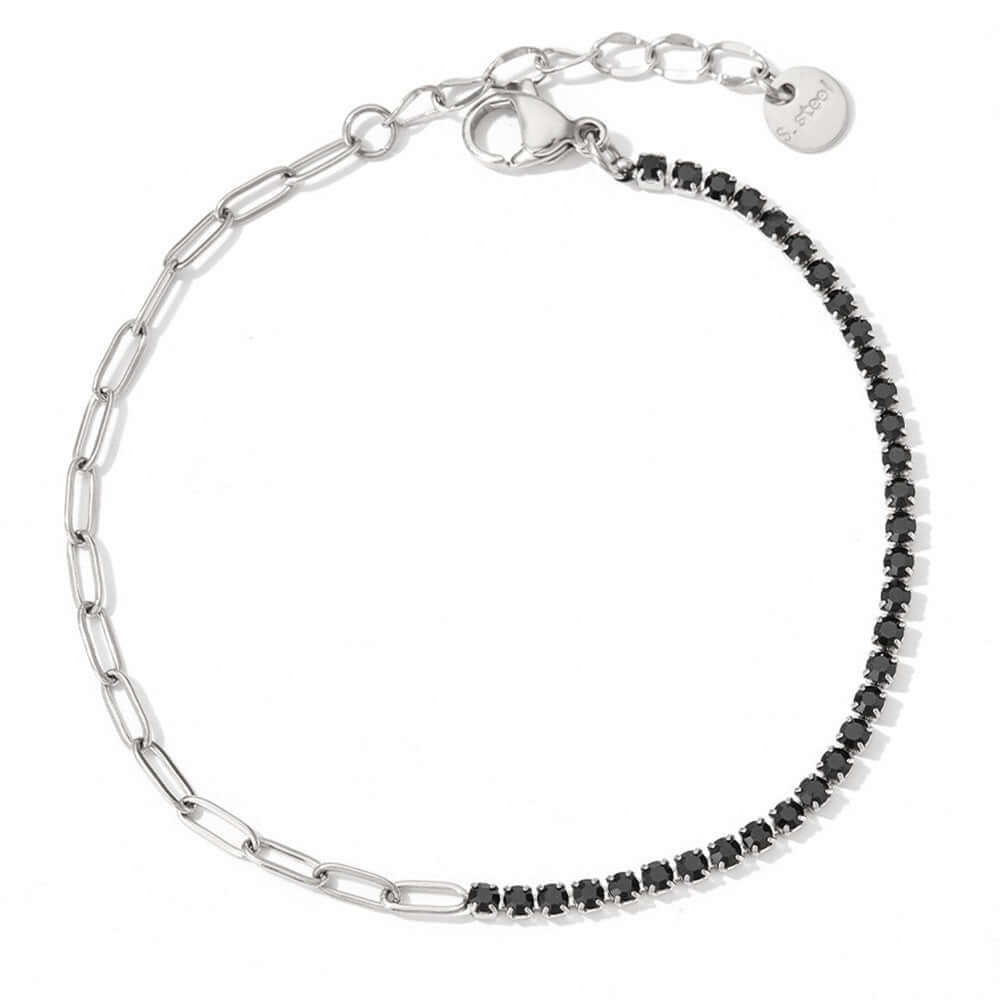 Silver + Black CZ