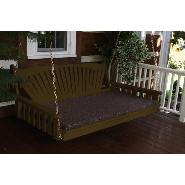 Yellow Pine Swing Bed with Fanback - Outdoor Hanging Bed for Porch, Patio, or Garden Relaxation