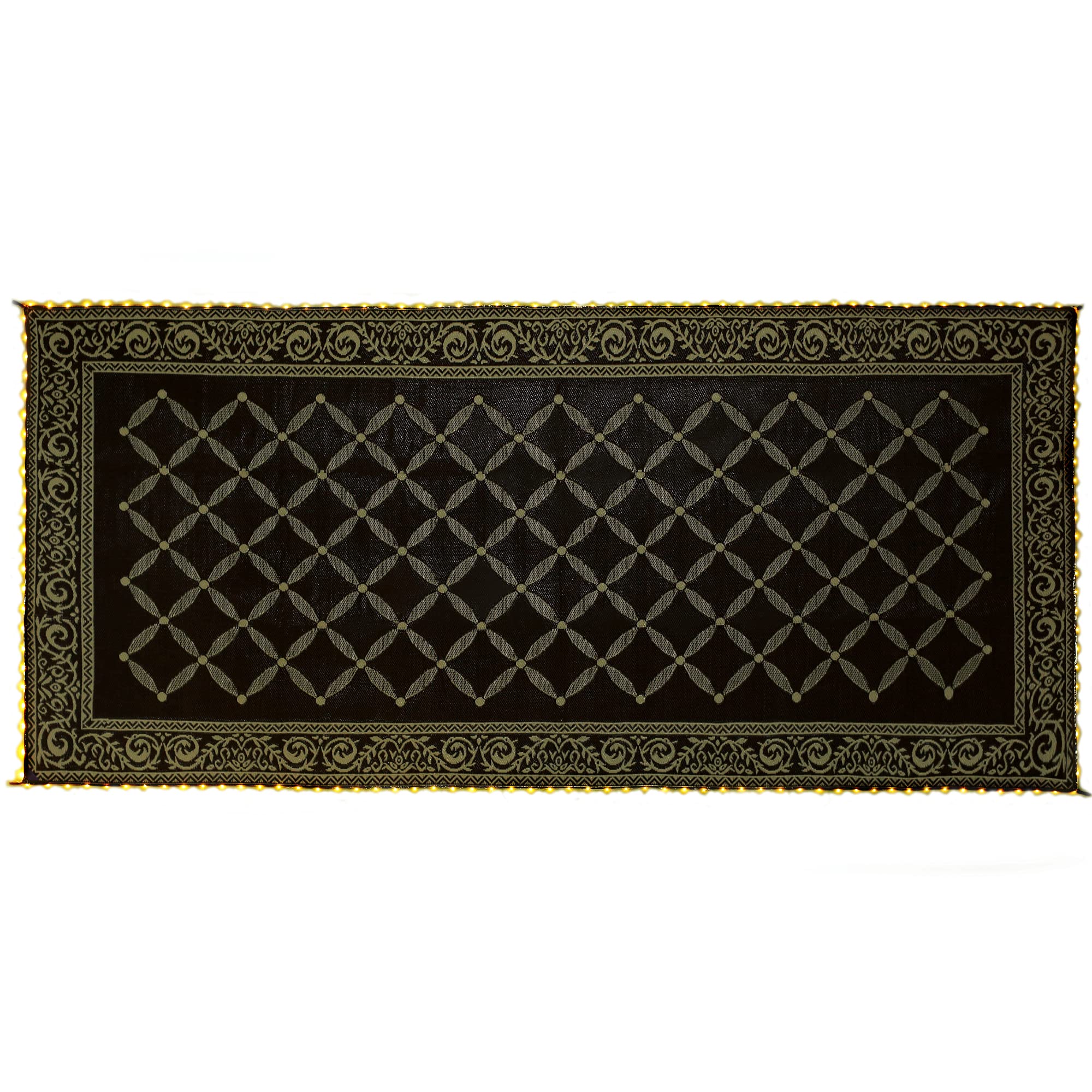 Premium 8x18ft LED Illuminated Outdoor Patio Mat - Waterproof Camping Rug for RV, Deck, Poolside & Backyard - Durable Brown/Beige Design - Perfect for Picnics, Beach Trips & Outdoor Gatherings