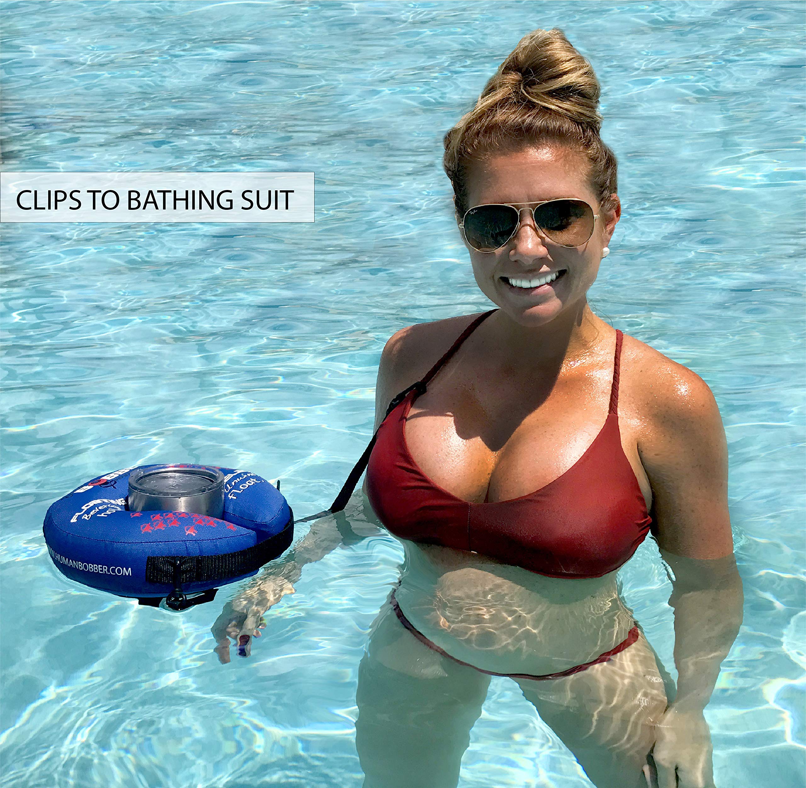 Inflatable Floating Drink Holder for Pool - Large Blue Drink Floaties for Adults to Hold Beer Can, Cup or Wine Bottle - Perfect for Hot Tub, Swimming Pool, Lake, Boat, Beach Parties & Summer BBQs