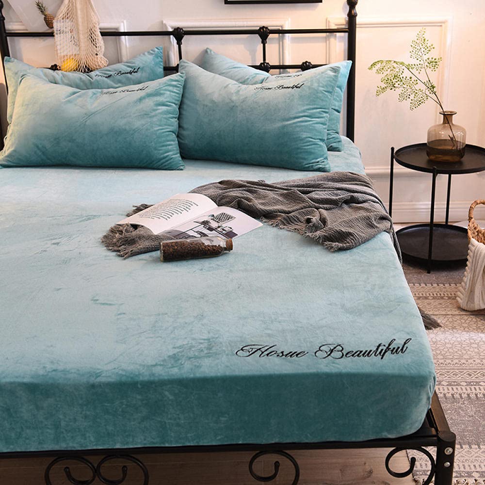 Thermal Velvet Mattress Protector Set - Blue Flannel Bedding for Winter (3pcs) - Cozy Home Comfort