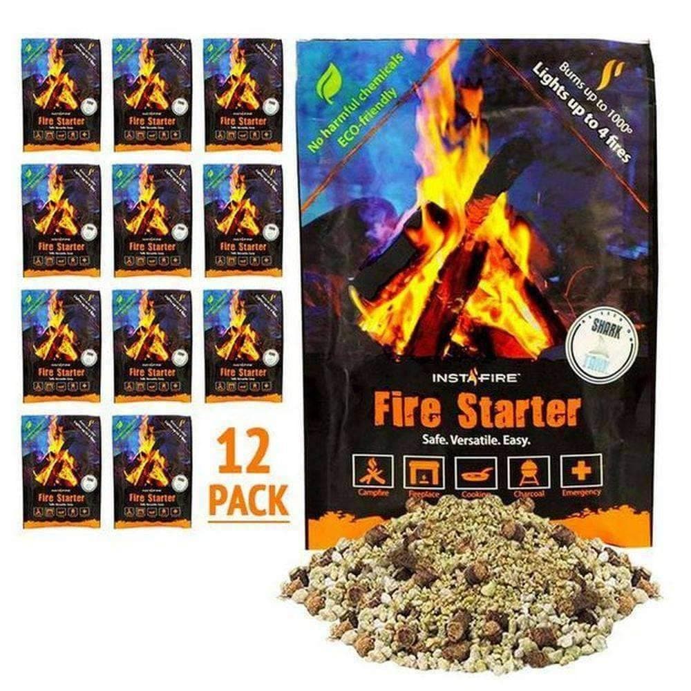 InstaFire Fire Starter Pouches - 12 Pack | Waterproof & Windproof Fire Starters for Camping, Hiking, and Emergency Survival Kits