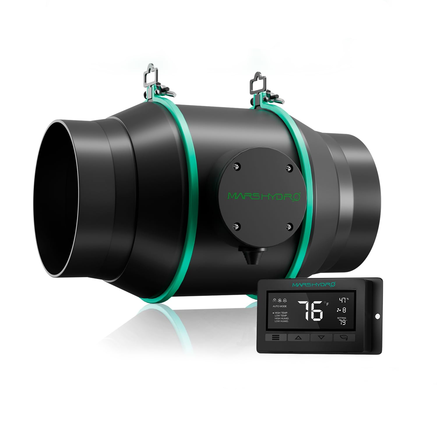 Mars Hydro 6 Inch Inline Duct Fan with Temperature Controller - High CFM Hydroponic Exhaust Fan for Grow Tents, Indoor Gardening & Ventilation Systems | Perfect for Grow Rooms, Greenhouses & Hydroponic Setups