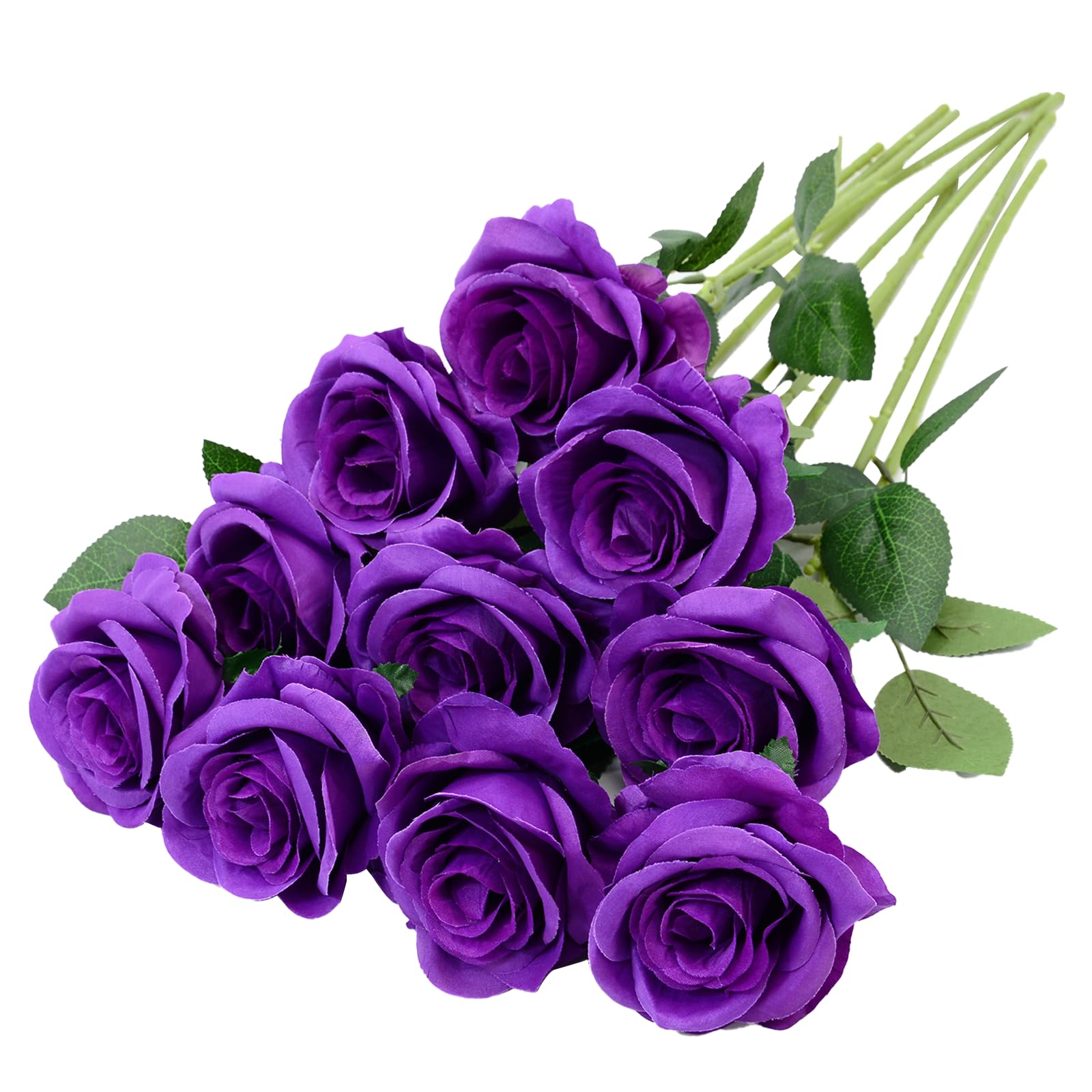 10pcs Purple Artificial Silk Roses - 50cm Realistic Fake Rose Flowers for Bridal Bouquet, Wedding Centerpieces, Home Decor & Party Arrangements (Purple) - Perfect for Wedding Decorations, Table Centerpieces, DIY Crafts and Home Decoration