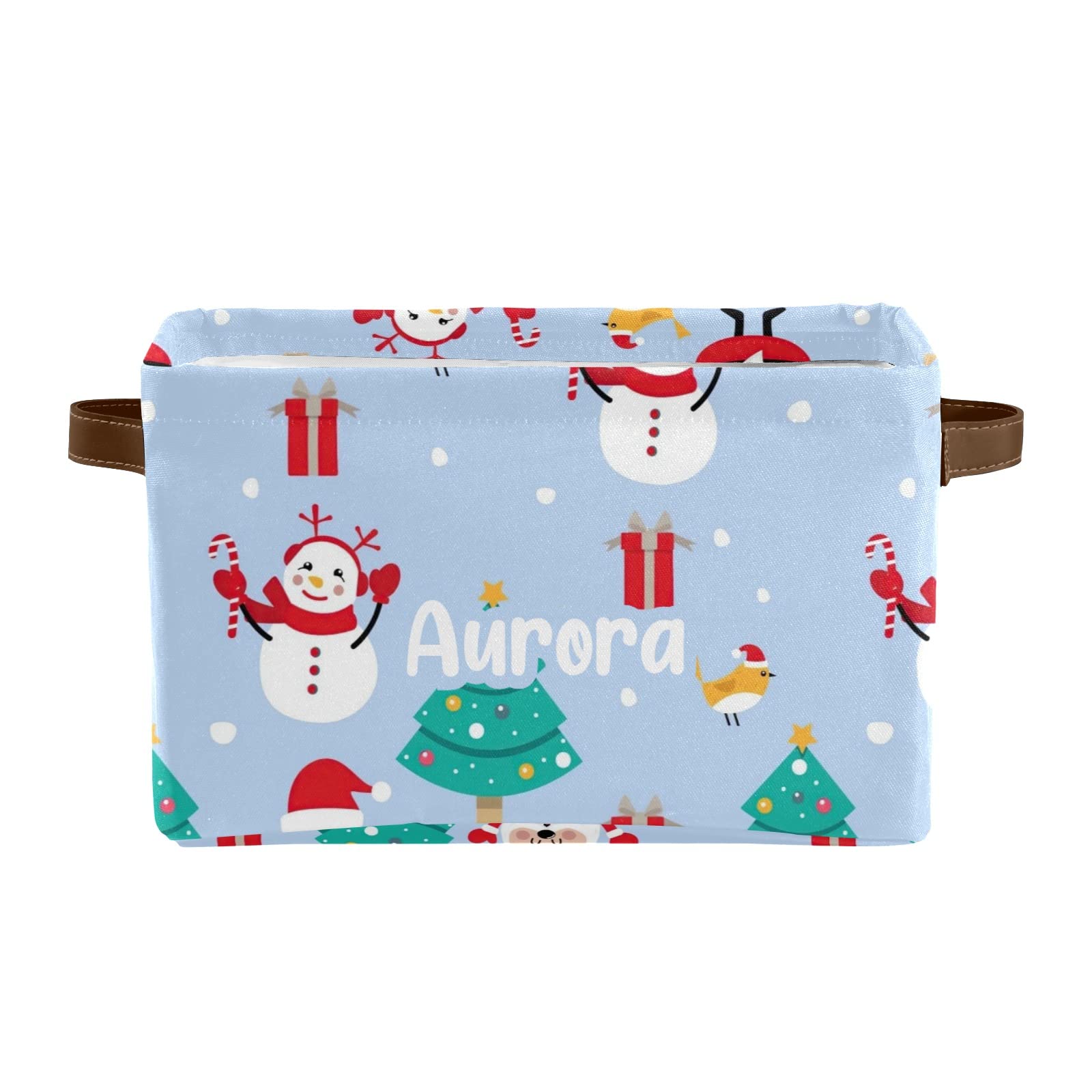 Deven Large Personalized Storage Baskets with Handles - Christmas & Winter Blue Organizing Bins for Shelves, Closet, Toys, Bathroom, Nursery - Home Storage Solution (1 Pack) - Perfect for Holiday Decor & Year-Round Organization
