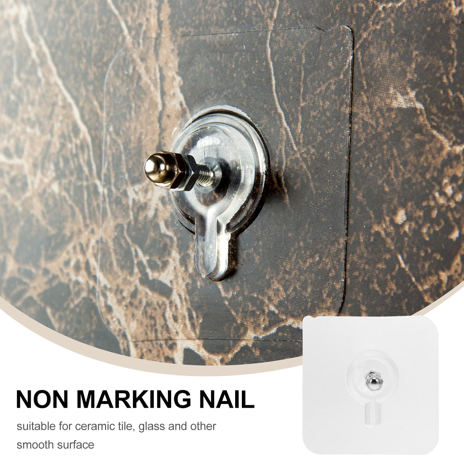 Cabilock 20-Piece No Trace Nail Screws Hanger - Self-Adhesive Wall Mounted Hooks for Coats, Hats & Storage - Strong Viscosity Metal Screw Patches - Damage-Free PVC Adhesive Hangers (Perfect for Apartments, Dorms & Rental Homes)