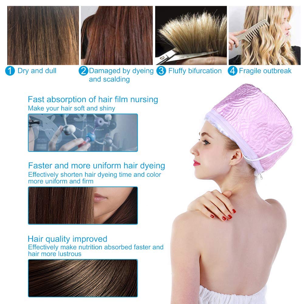 QONETIC Thermal Hair Spa Cap with Steamer - Deep Conditioning Heat Treatment for Dry & Damaged Hair - At-Home Hair Care for Women - Perfect for Salon-Style Nourishment & Relaxation