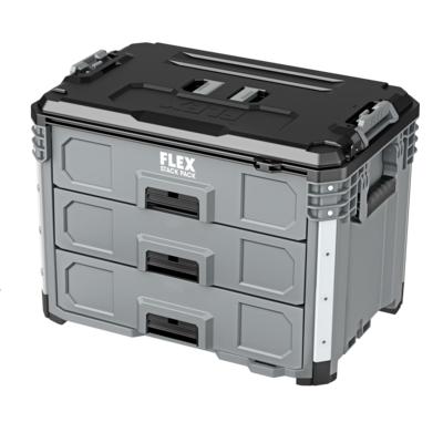 FLEX STACK PACK™ FS1105 3 Drawer Tool Box - Heavy Duty Plastic Tool Storage Organizer for Garage, Workshop & DIY Projects - Portable Tool Chest with Secure Latches & Ergonomic Handle
