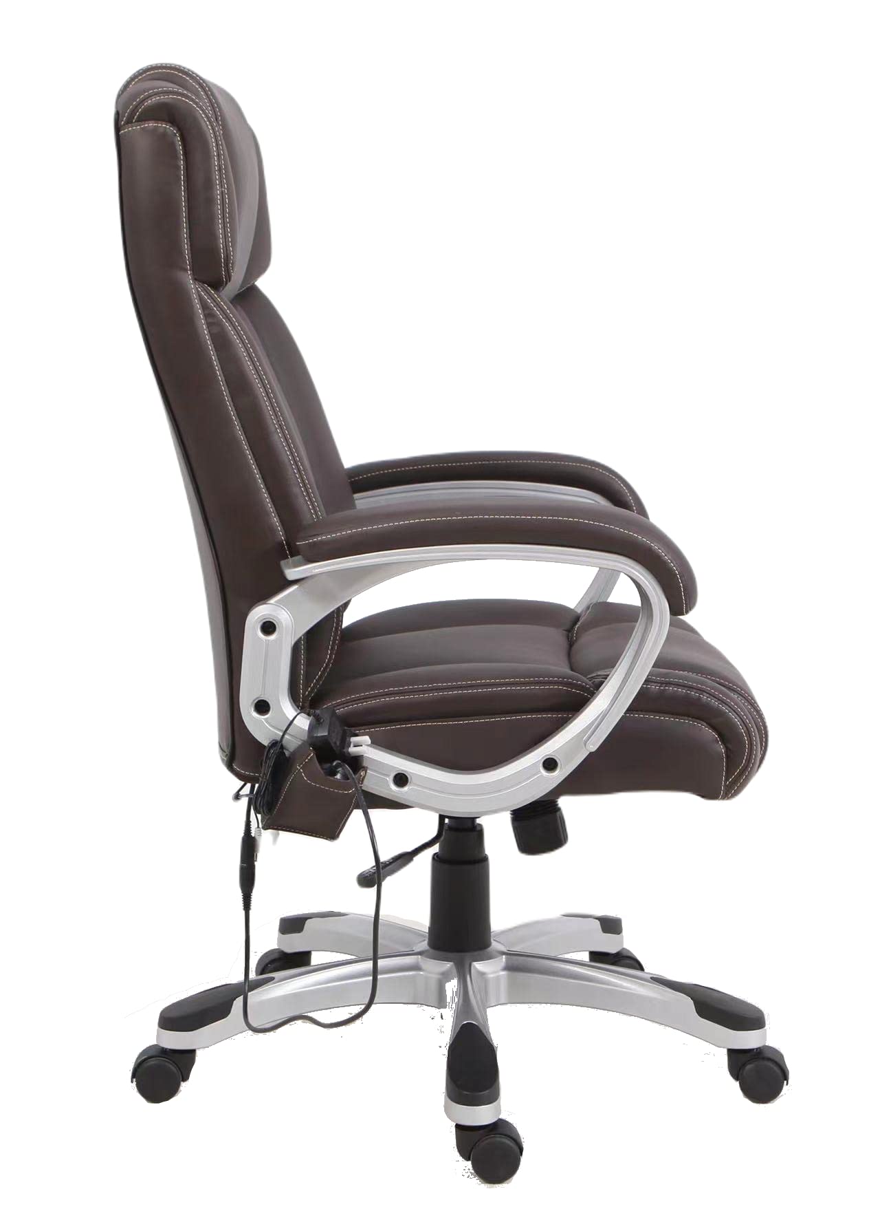 Ergonomic Massage Executive Office Chair with Lumbar Support - Adjustable Height & Reclining - Brown Leather - Perfect for Home Office, Gaming & Workspaces