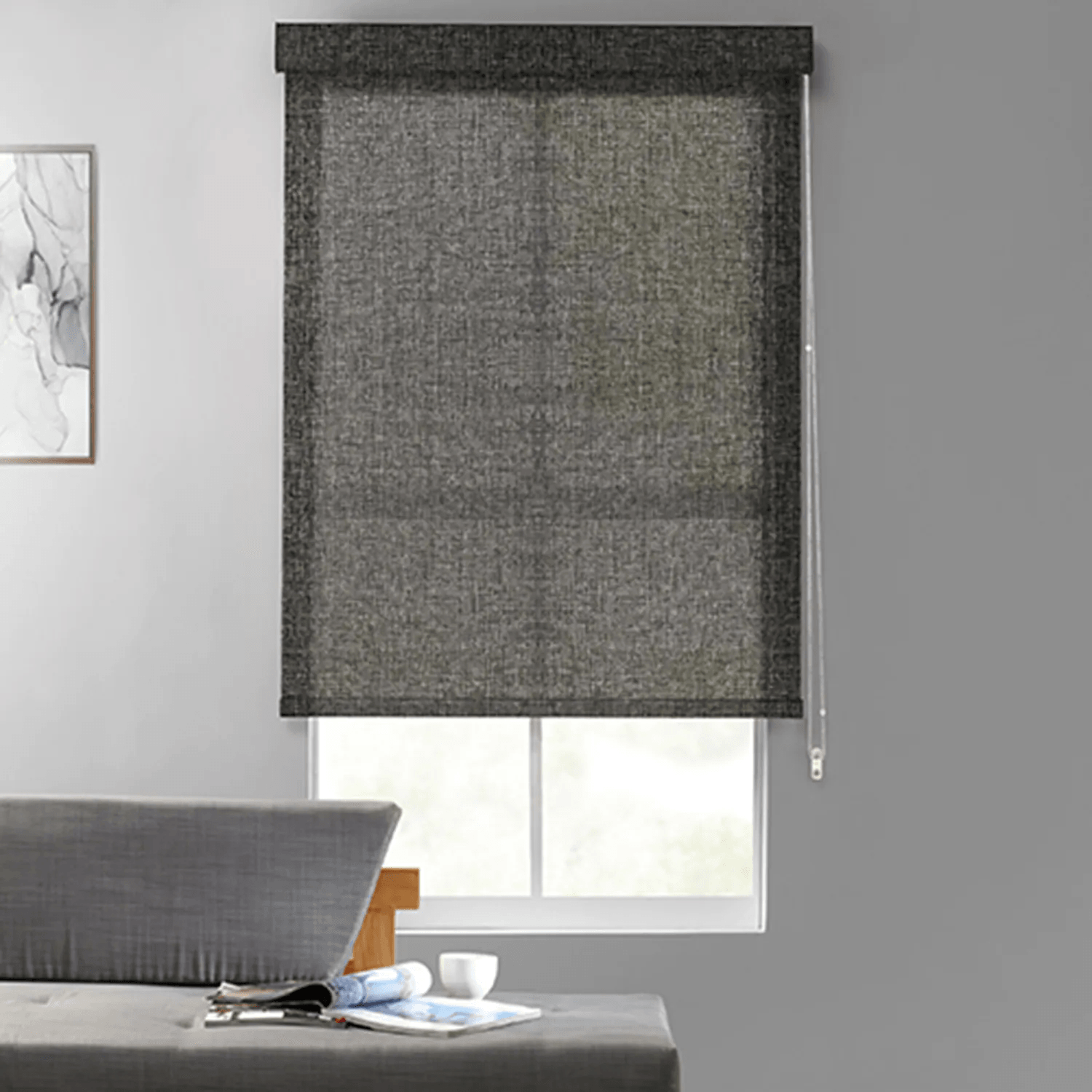 LenoWeave Textured Light Filtering Roller Shades - Blackout Window Coverings for Living Room & Bedroom - Modern Home Decor for Privacy & Sun Protection