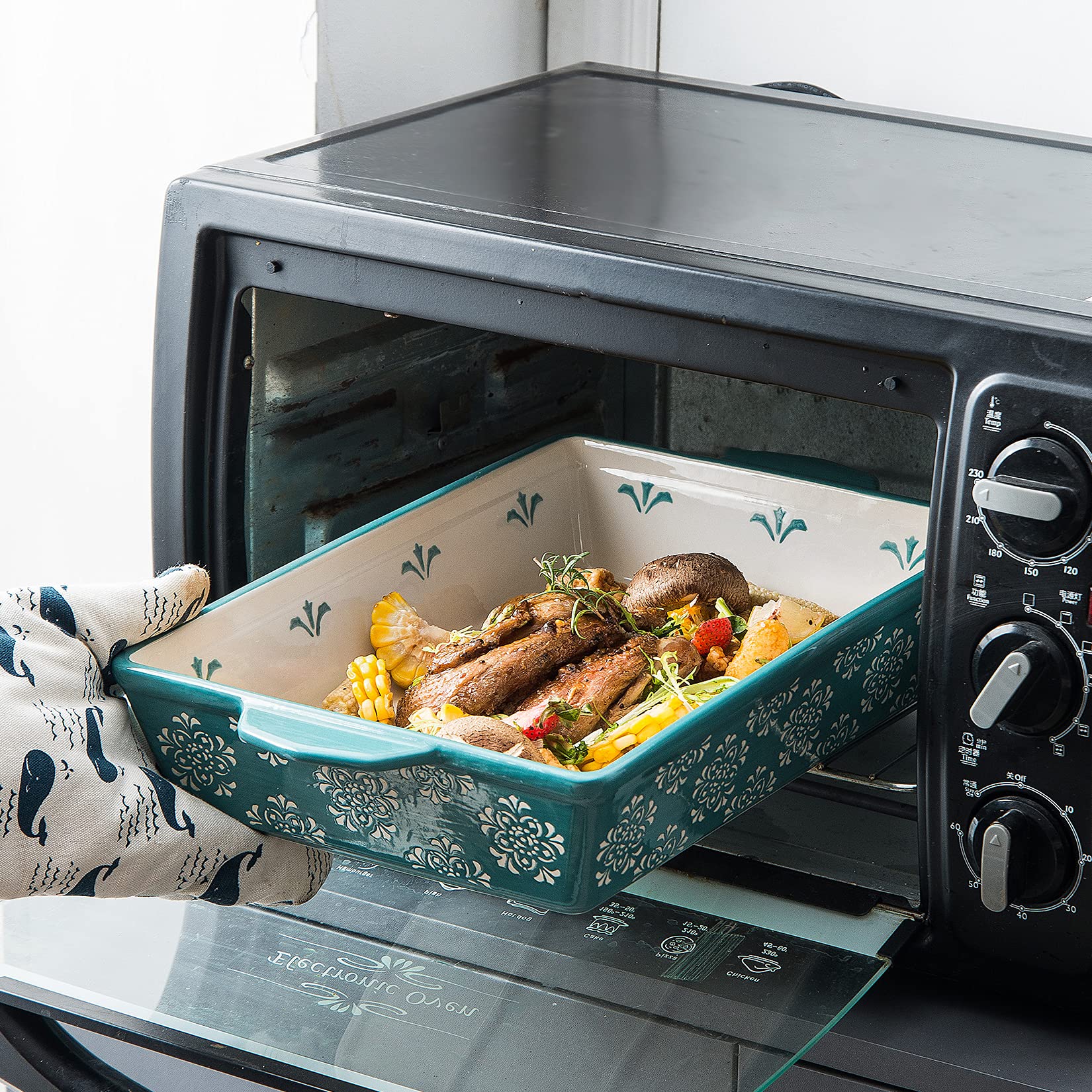 **9x13 Inch Ceramic Casserole Dish with Handles - Nonstick Oven Safe Baking Pan for Lasagna, Casseroles & More - Turquoise Kitchen Bakeware for Home Cooking & Entertaining**