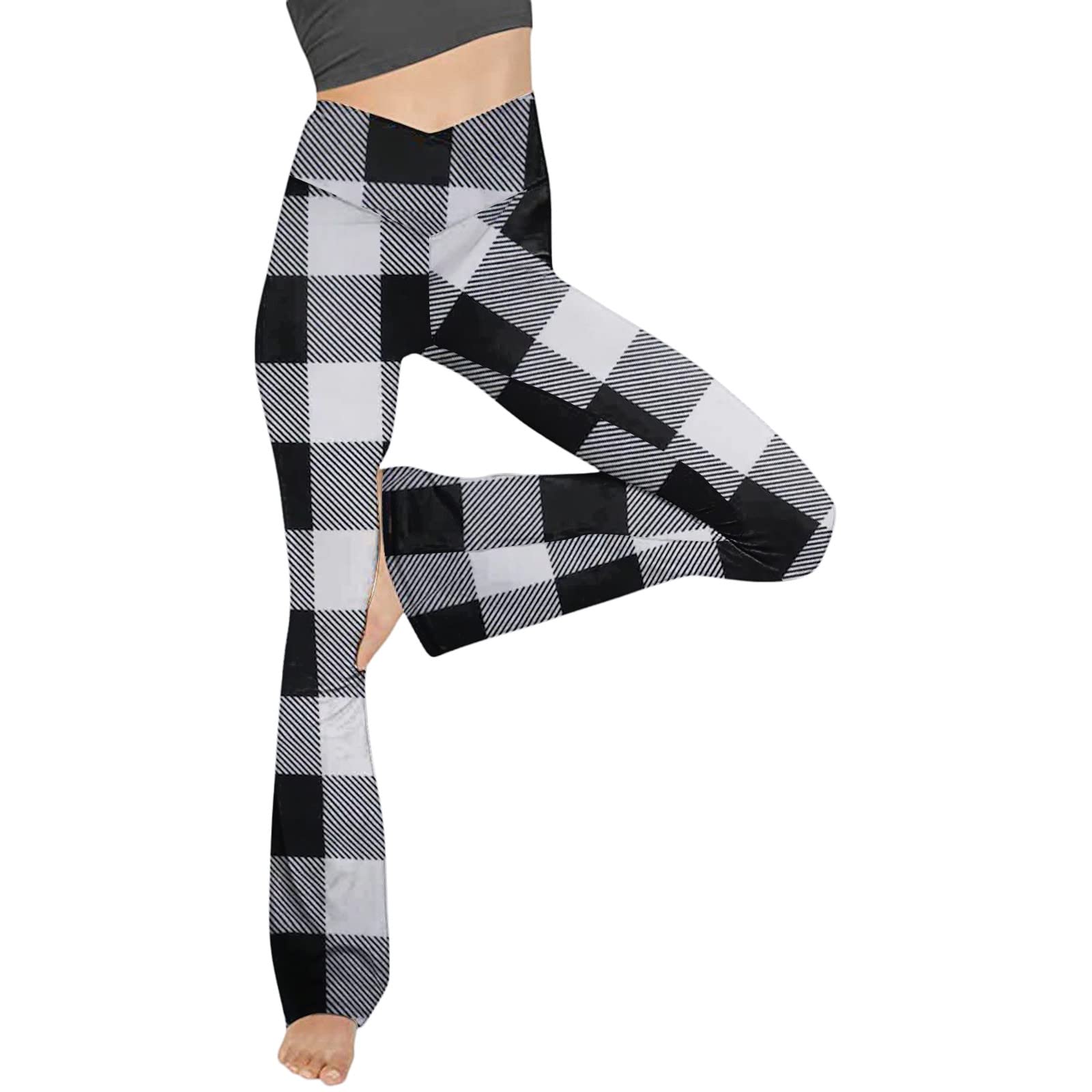 Women's High Waist Christmas Print Yoga Pants - Boot Cut Workout Leggings with Tummy Control, No-See Through & Elastic Waistband for Yoga, Gym, Running and Holiday Festive Wear