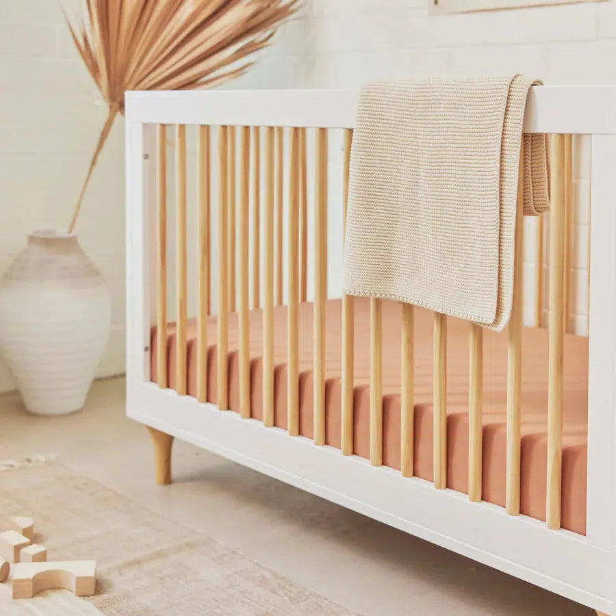 Babyletto Lolly 3-in-1 Convertible Crib - White & Natural | Modern Nursery Furniture for Newborns to Toddlers | Safe & Stylish Baby Bedroom Decor
