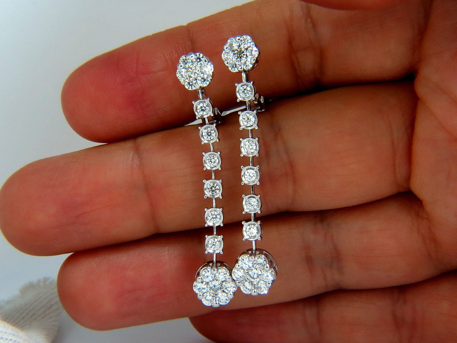 1.70ct Natural Round Diamond Floating Cluster Dangle Earrings with Omega Back - Perfect for Weddings, Parties & Special Occasions
