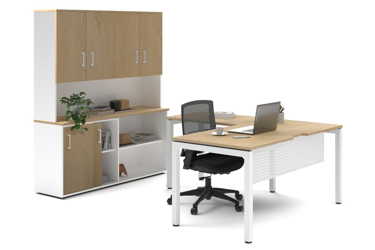 Quadro Square Legs L-Shaped Executive Desk with White Legs [1800L x 1700W] - Perfect for Home Office, Modern Workspace & Executive Suites