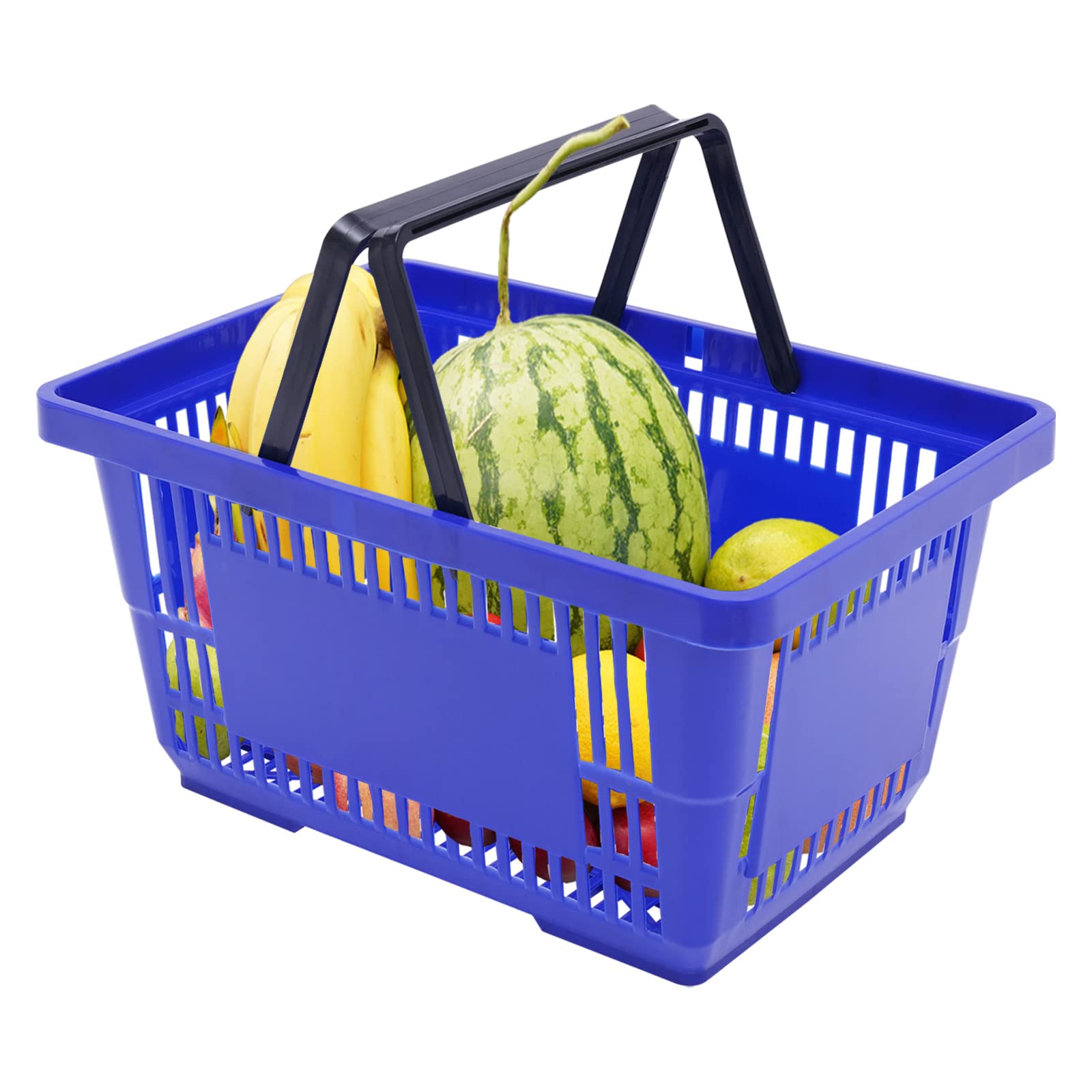12-Pack Stackable Plastic Shopping Baskets - 18L Capacity, Blue - Durable Fruit & Vegetable Storage Bins for Supermarkets, Retail Stores, Bookshops - Perfect for Grocery Shopping, Home Organization & Commercial Use