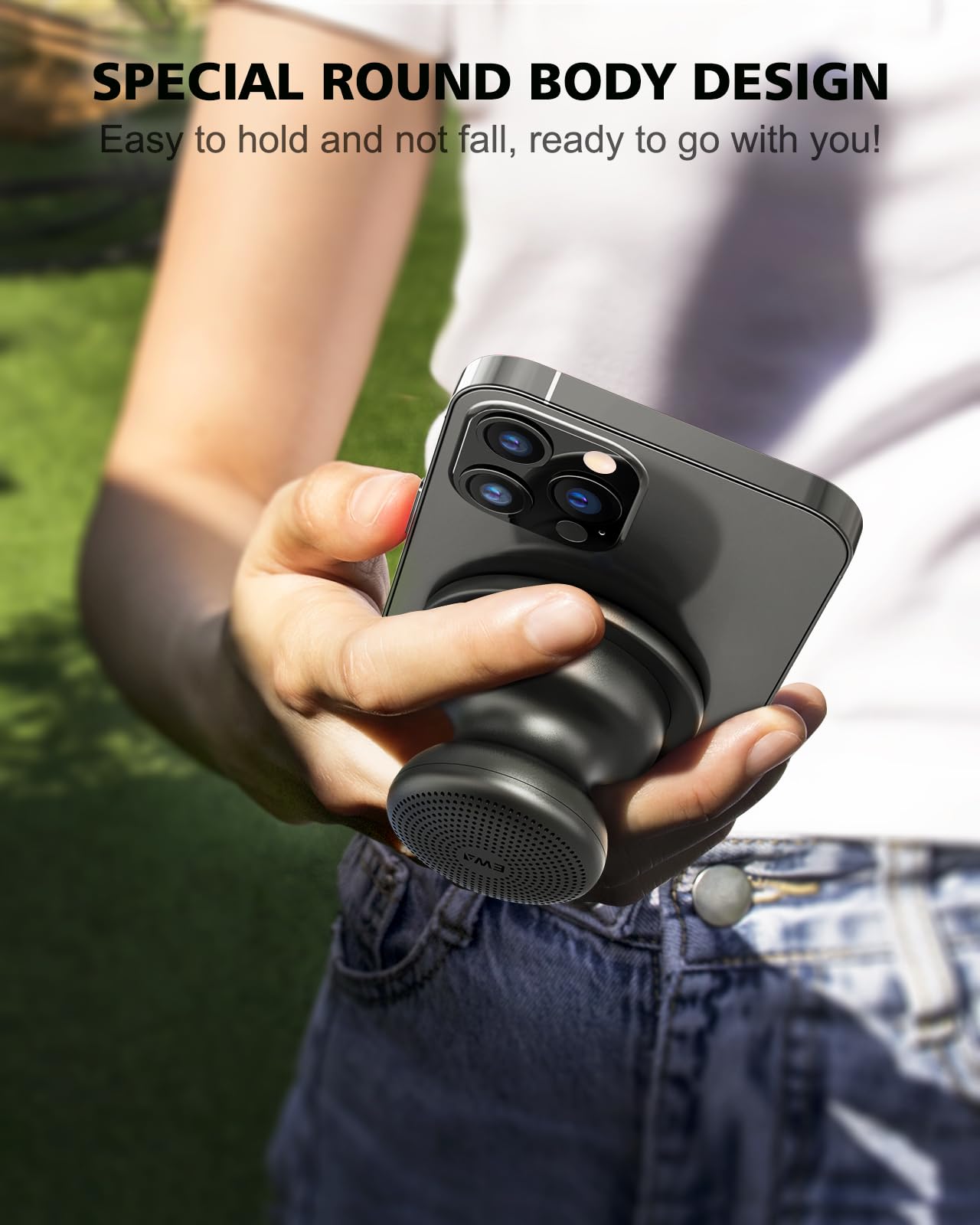 EWA A117 Mini Portable Wireless Bluetooth Speaker with Magnetic Base - Powerful Sound, Easy Metal Surface Attachment, Magsafe & iPhone 15/14/13/12 Pro/Max Compatible - Perfect for Home, Office, Travel & Outdoor Adventures