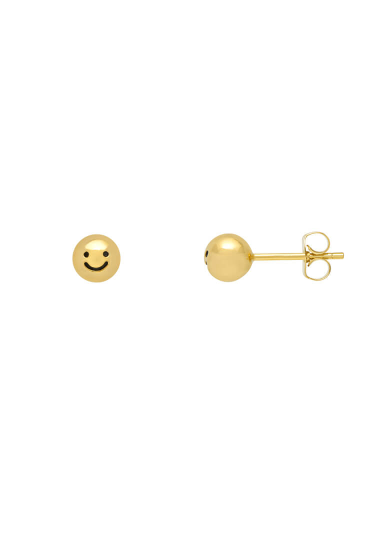 Cute Mini Smiling Face Stud Earrings for Women - Gold Plated Tiny Happy Face Ear Studs - Perfect for Everyday Wear, Gifts & Casual Outfits