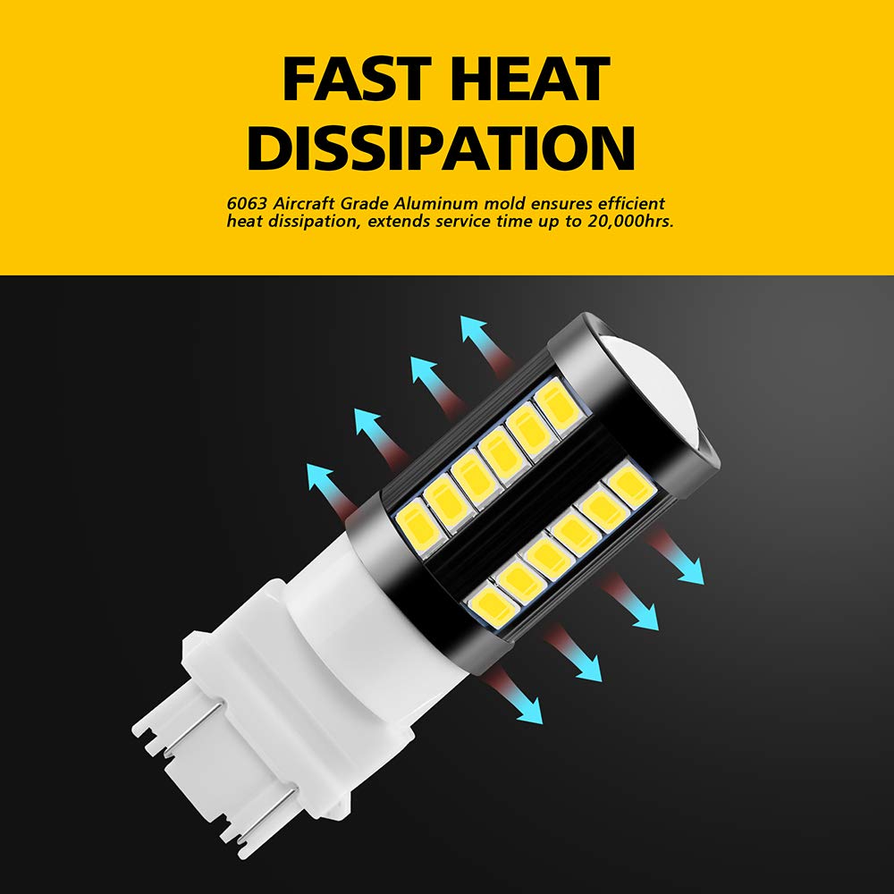 AUXLIGHT 3157 3156 T25 3056 4157 LED Bulbs - 1400 Lumens Super Bright, Low Power, 6000K Xenon White - Replacement for Backup Reverse Lights, Tail Brake Stop & Parking Lights (Pack of 2) - Perfect for Cars, Trucks & SUVs