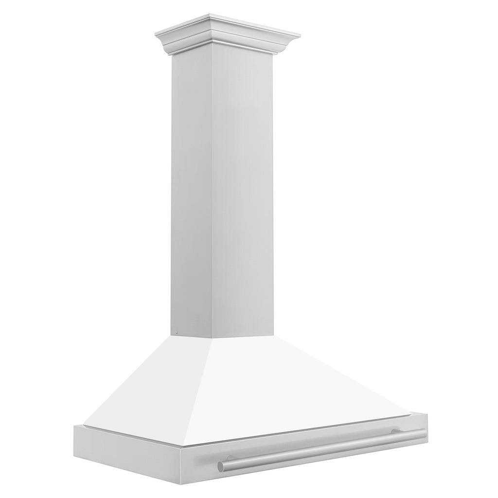 ZLINE KB4STX WM Convertible Stainless Steel Range Hood - White Matte Shell with Stainless Steel Handle | Professional Kitchen Ventilation for Home Cooking & Baking