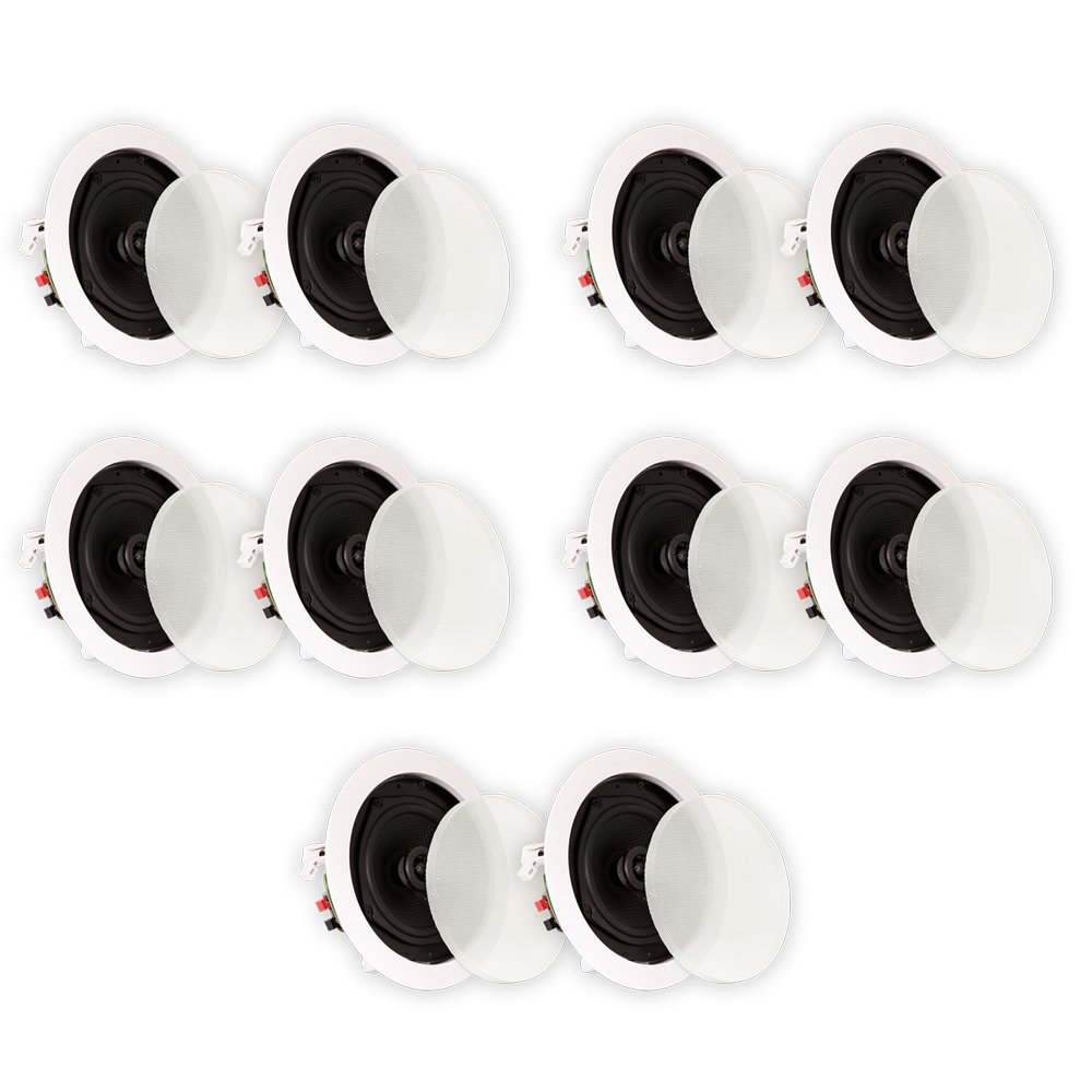 Premium TS50C In-Ceiling Speakers 5-Pair Pack - High-Quality Flush Mount Surround Sound for Home Theater, Dolby Atmos, Multi-Room Audio | Perfect for Living Room, Bedroom, and Basement Entertainment Systems