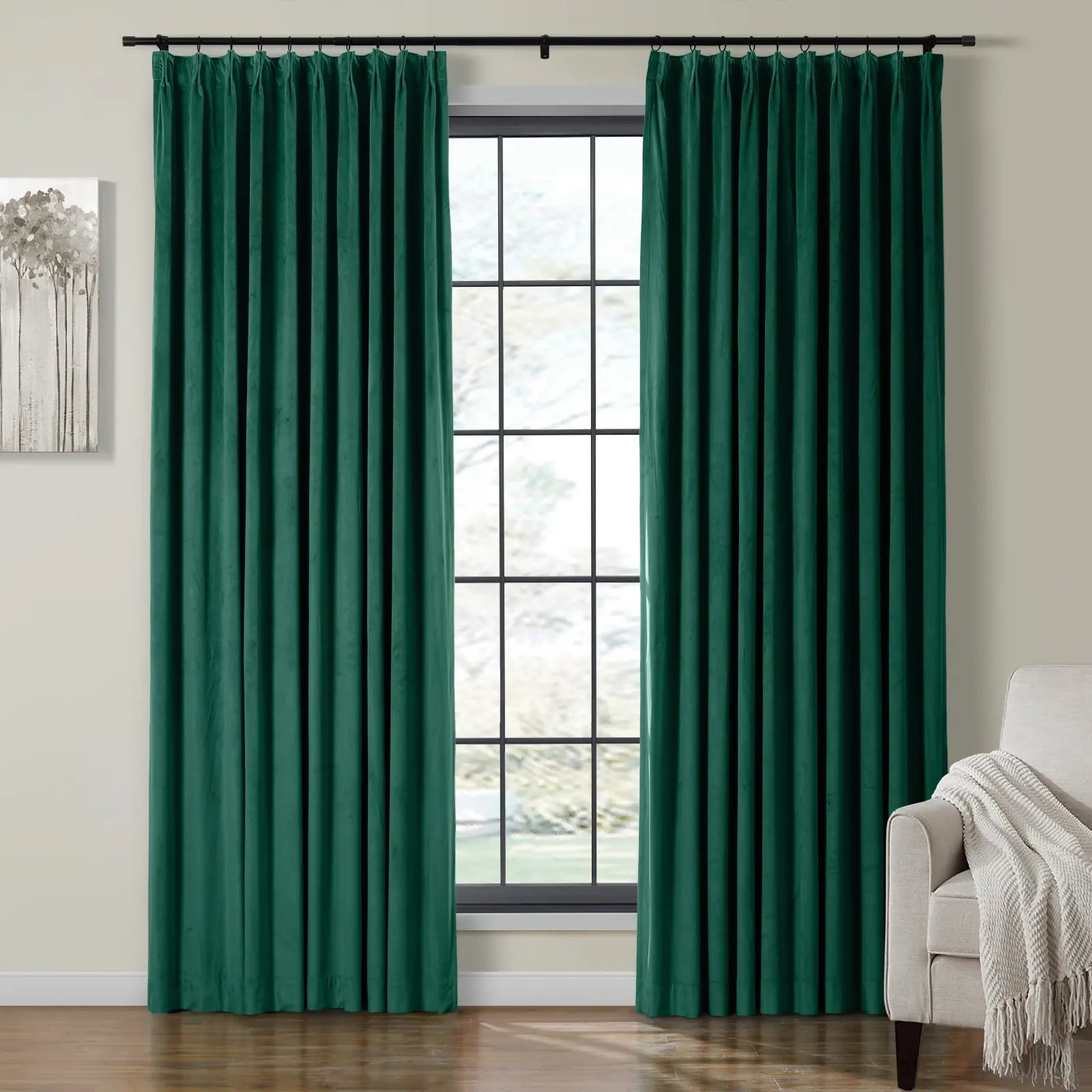 Birkin Velvet Curtain Pleated - Luxurious Blackout Drapes for Living Room & Bedroom - Elegant Window Treatment for Home Decor