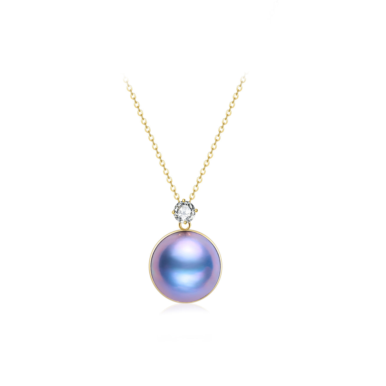 18K Gold Mabe Pearl Necklace KN00326 | Elegant Dome Pendant for Women | Perfect for Weddings, Parties & Special Occasions