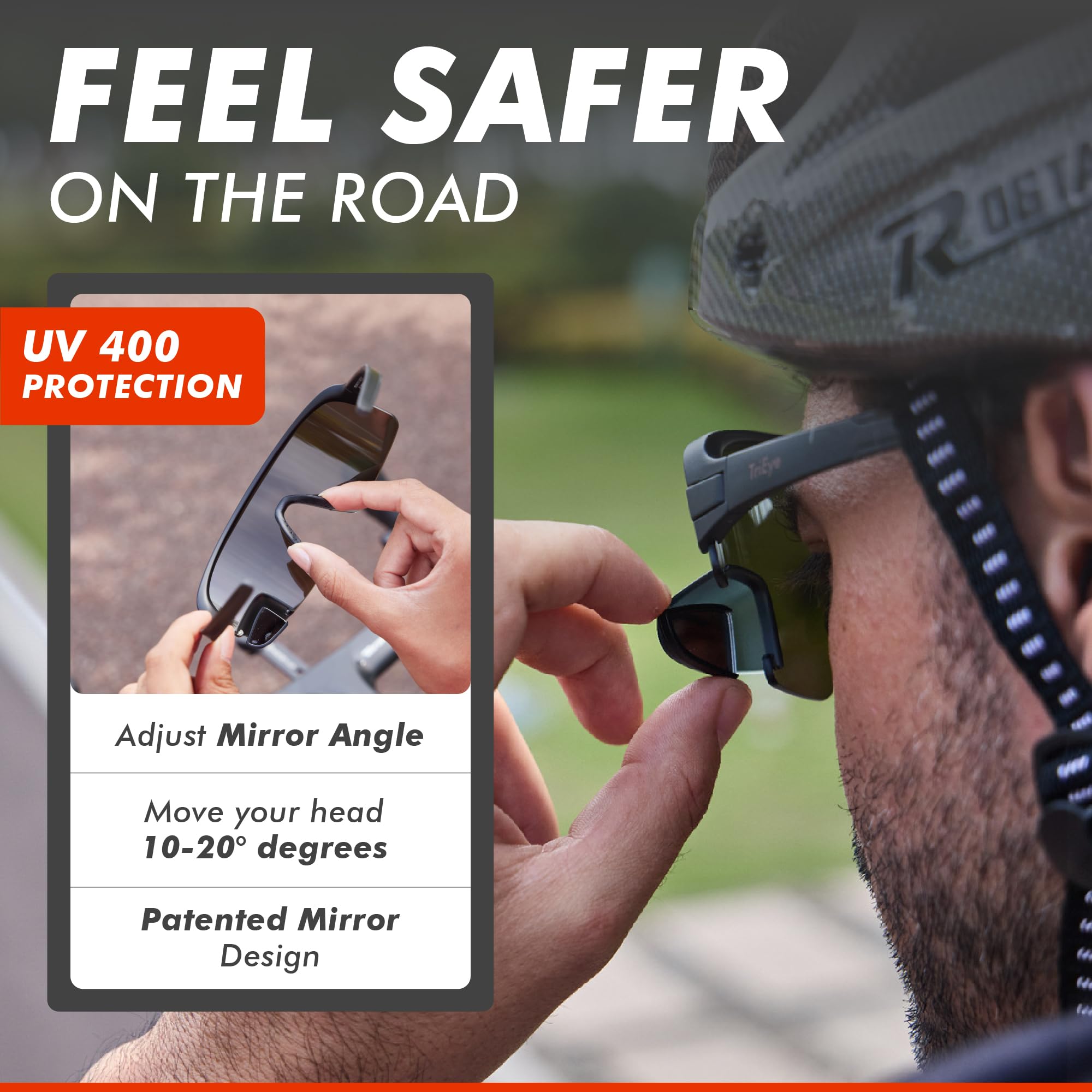 Cycling Glasses with Rear-View Mirror - UV400 Protection Sports Sunglasses for Men & Women - Lightweight Bike Goggles for Road & Mountain Cycling - Perfect for Commuting, Training & Outdoor Adventures