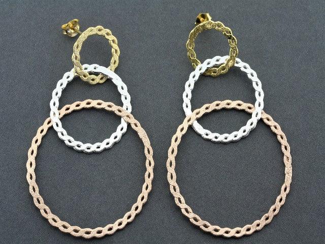 3 Circle Braided Hoop Earrings - Silver, Gold, Rose Gold - Perfect for Everyday Wear, Parties & Gifts