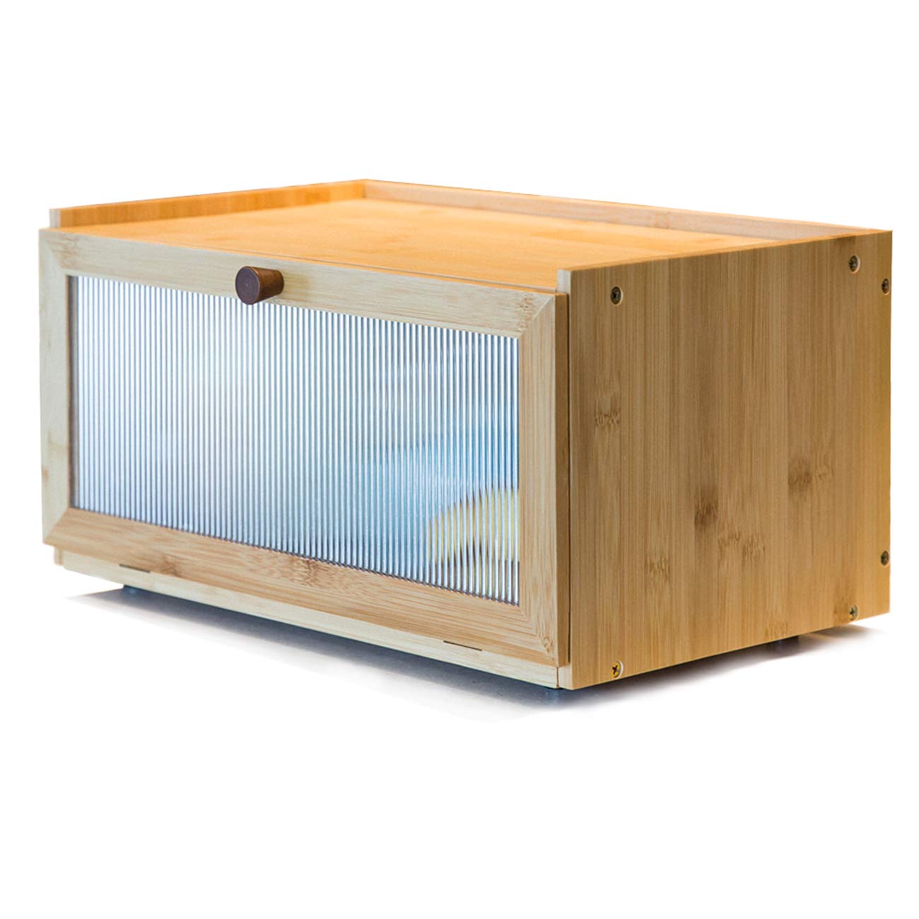 AINILE Bamboo Bread Box - Wooden Bread Storage Container with Stylish Design (40 x 25 x 20 CM) - Perfect for Kitchen Countertop, Pantry Organization & Fresh Bread Preservation