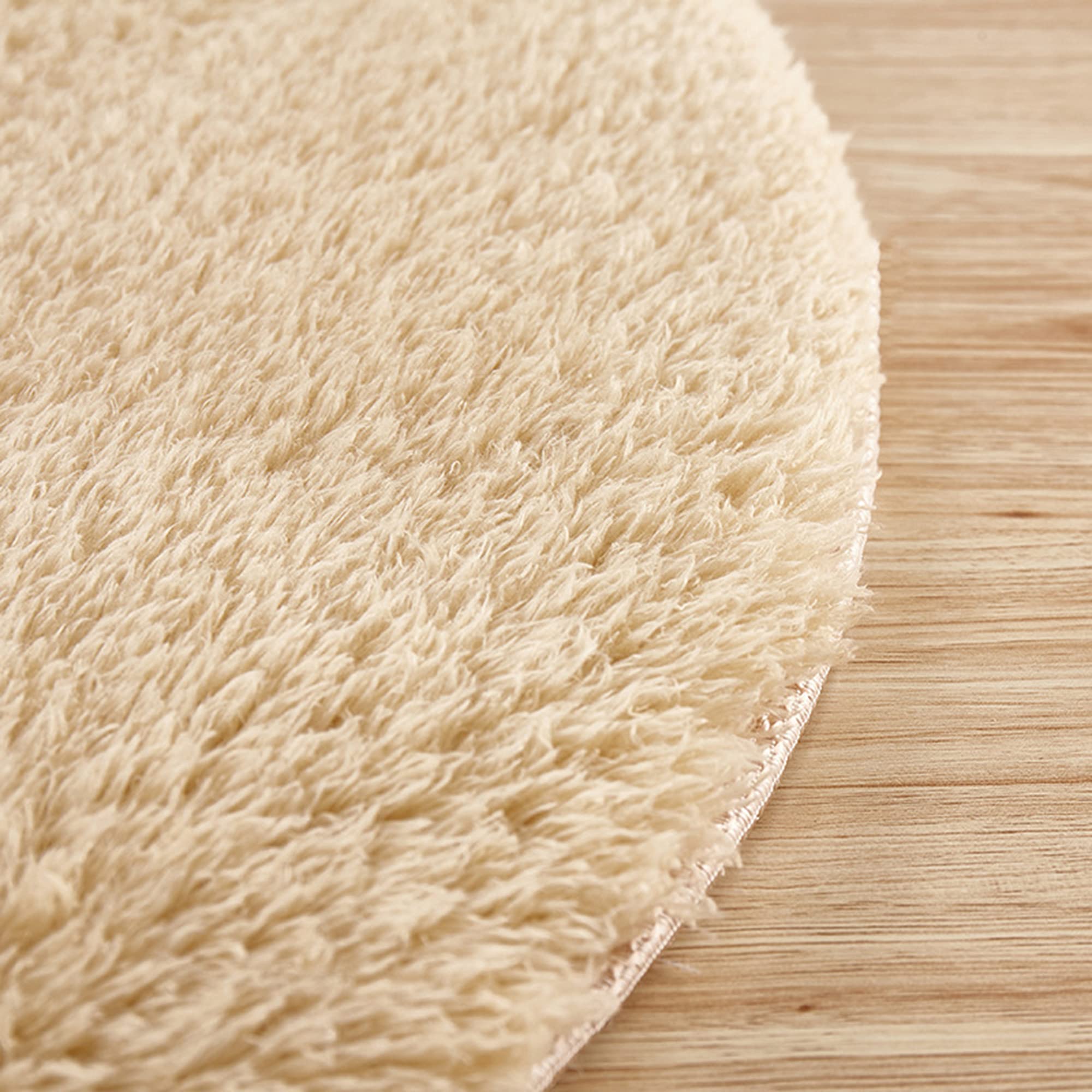 Modern Plush Round Area Rug - Ultra Soft & Non-Skid Indoor Carpet for Living Room, Bedroom & Nursery - 200cm Khaki Floor Mat Perfect for Sofa, Bedside & Kids Play Area