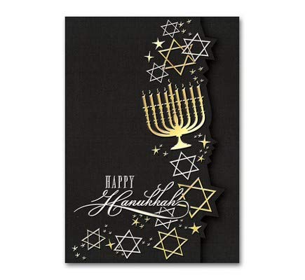 Golden Menorah Hanukkah Greeting Cards - Elegant Jewish Holiday Cards for Hanukkah Celebrations, Gifts & Home Decor