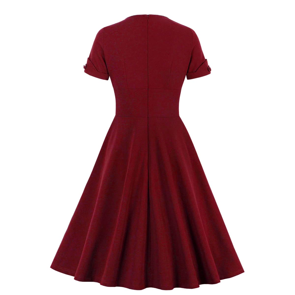 Wellwits Women's Vintage Ruched Wrap Dress for Work, Cocktail Party & Evening Events - Elegant Office Attire & Night Out Outfit