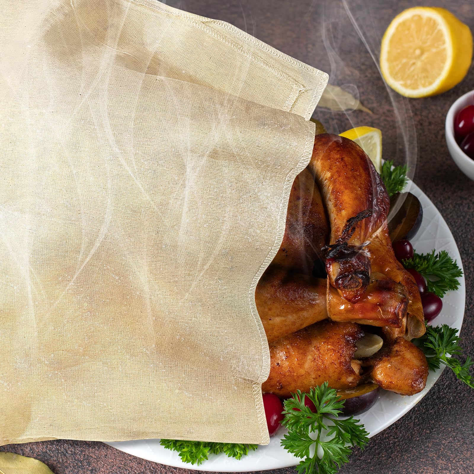 2PCS Reusable Cheese Cloths for Turkey Cooking - Premium Cotton Turkey Bags with Kitchen Twine for Oven, Air Fryer & Roasting | Thanksgiving Day Turkey Cooking Accessories for Juicy, Flavorful Results