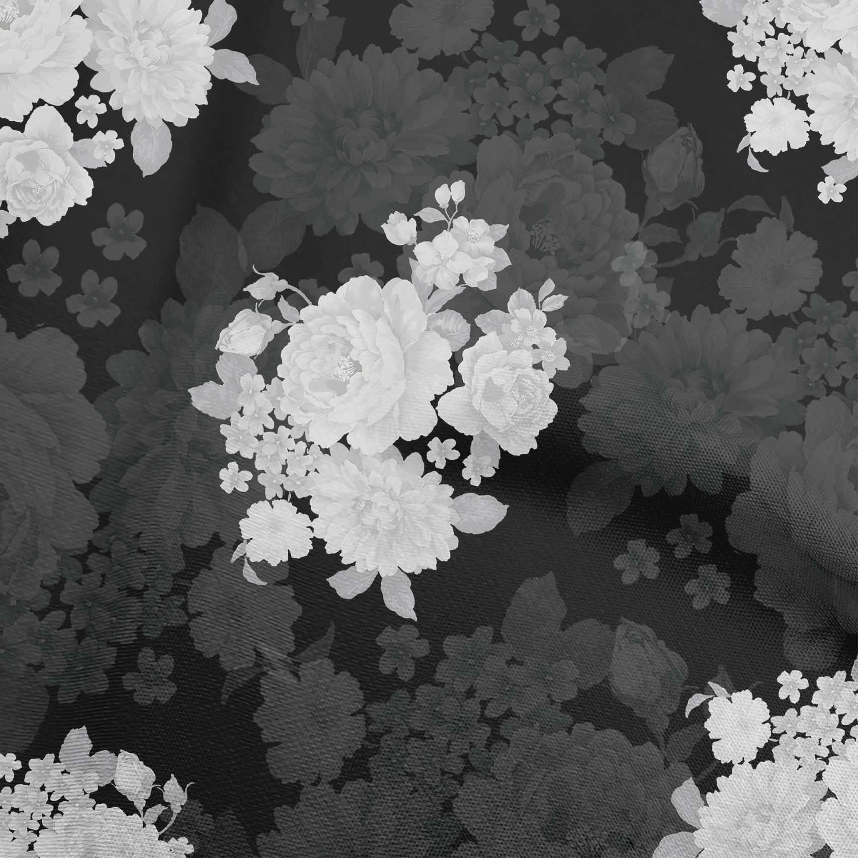 oneOone Polyester Spandex Black Floral Printed Fabric - 56 Inch Wide for Sewing, Crafts & DIY Projects - Perfect for Dresses, Curtains & Home Decor (Style 5351)