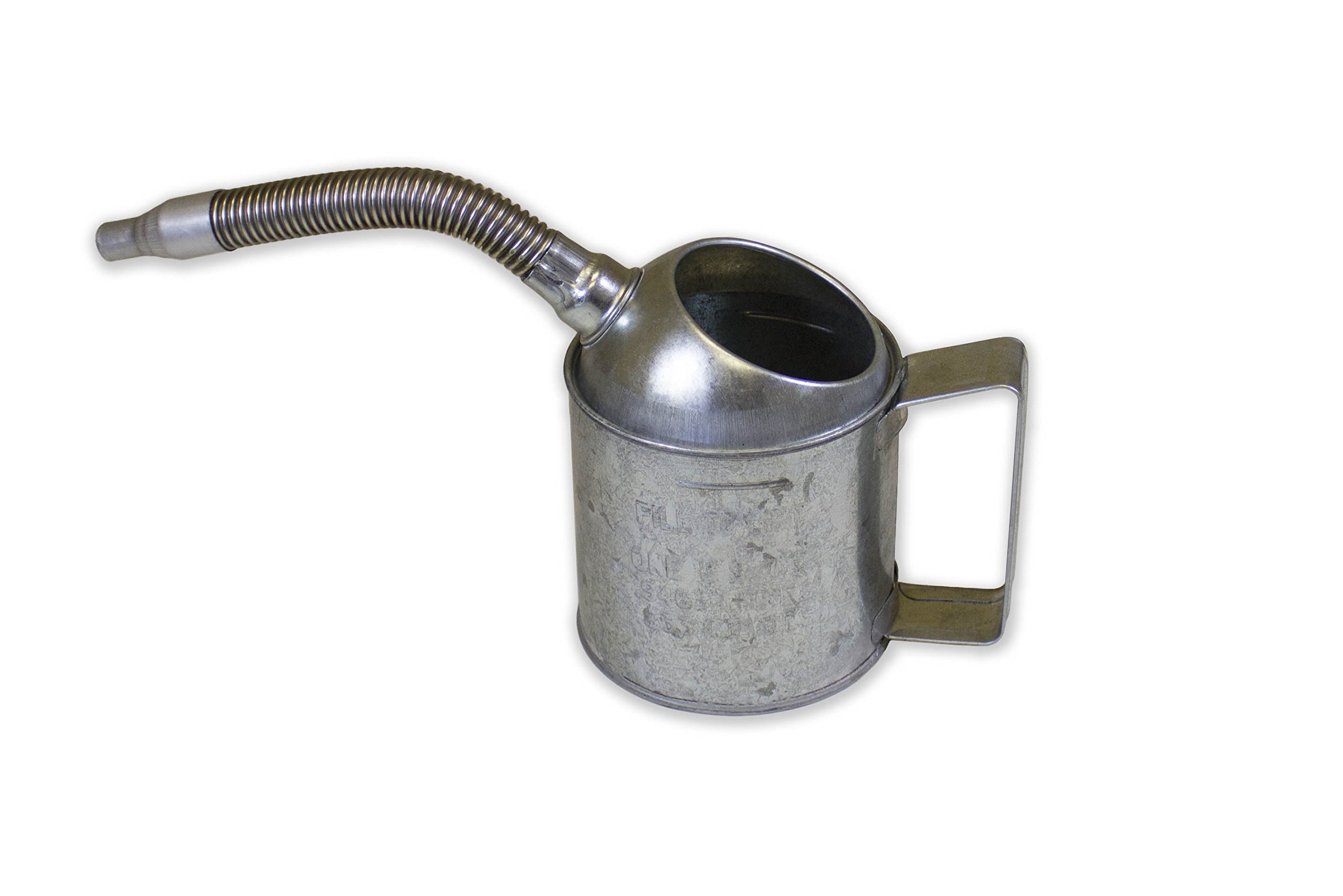WirthCo 94484 1 Quart Heavy Duty Galvanized Funnel King Measuring Can with Flexible Spout - Ideal for Automotive Fluids, Lawn Care & DIY Projects