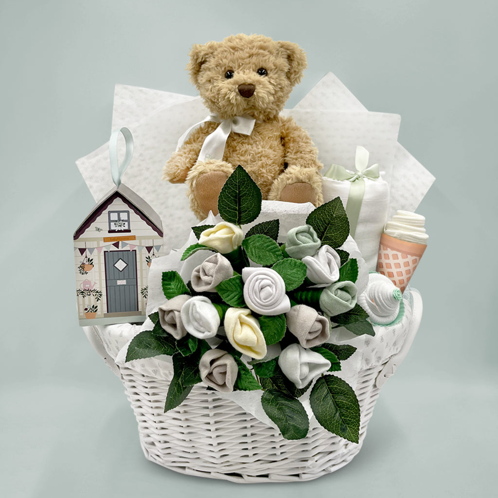 Bertie’s New Baby Gift Basket - Adorable Baby Shower Gift Set for Boys & Girls - Perfect for Newborn Celebrations & Welcome Home Gifts
