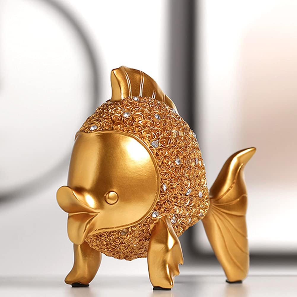 Cute Goldfish Resin Statue - Modern Art Desktop Decor for Office, Hotel, Bar, Coffee Shop & Home - Mini Tabletop Ornament for Living Room & Gift Ideas