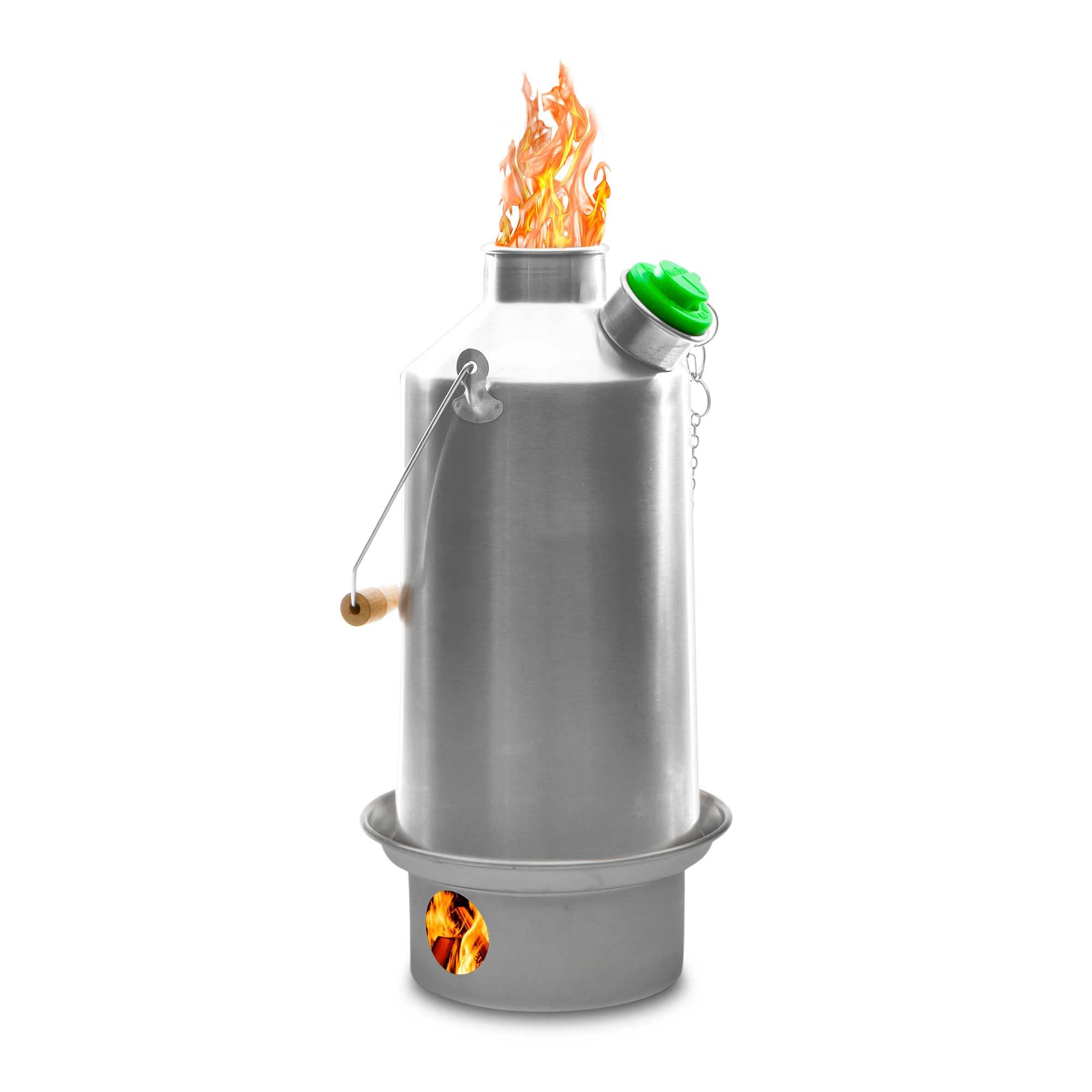 Kelly Kettle Base Camp - Large Stainless Steel Camping Kettle for Outdoor Cooking, Boiling Water & Emergency Preparedness | Perfect for Hiking, Backpacking & Survival Kits