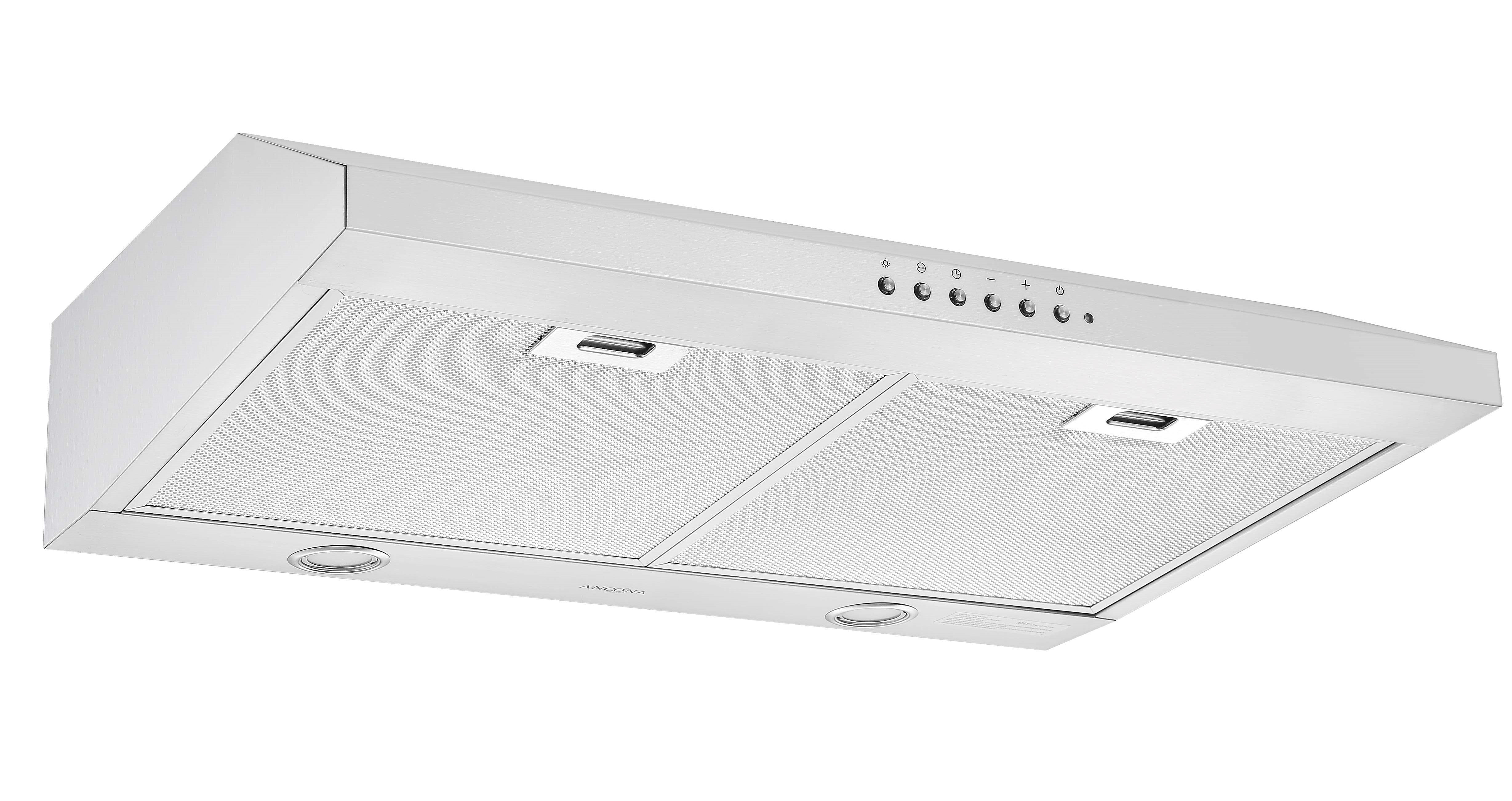 Ancona UC64NL 30 Inch Stainless Steel Ducted Under Cabinet Range Hood with Night Light - Powerful Kitchen Ventilation for Smoke & Odor Removal - Perfect for Modern Home Cooking