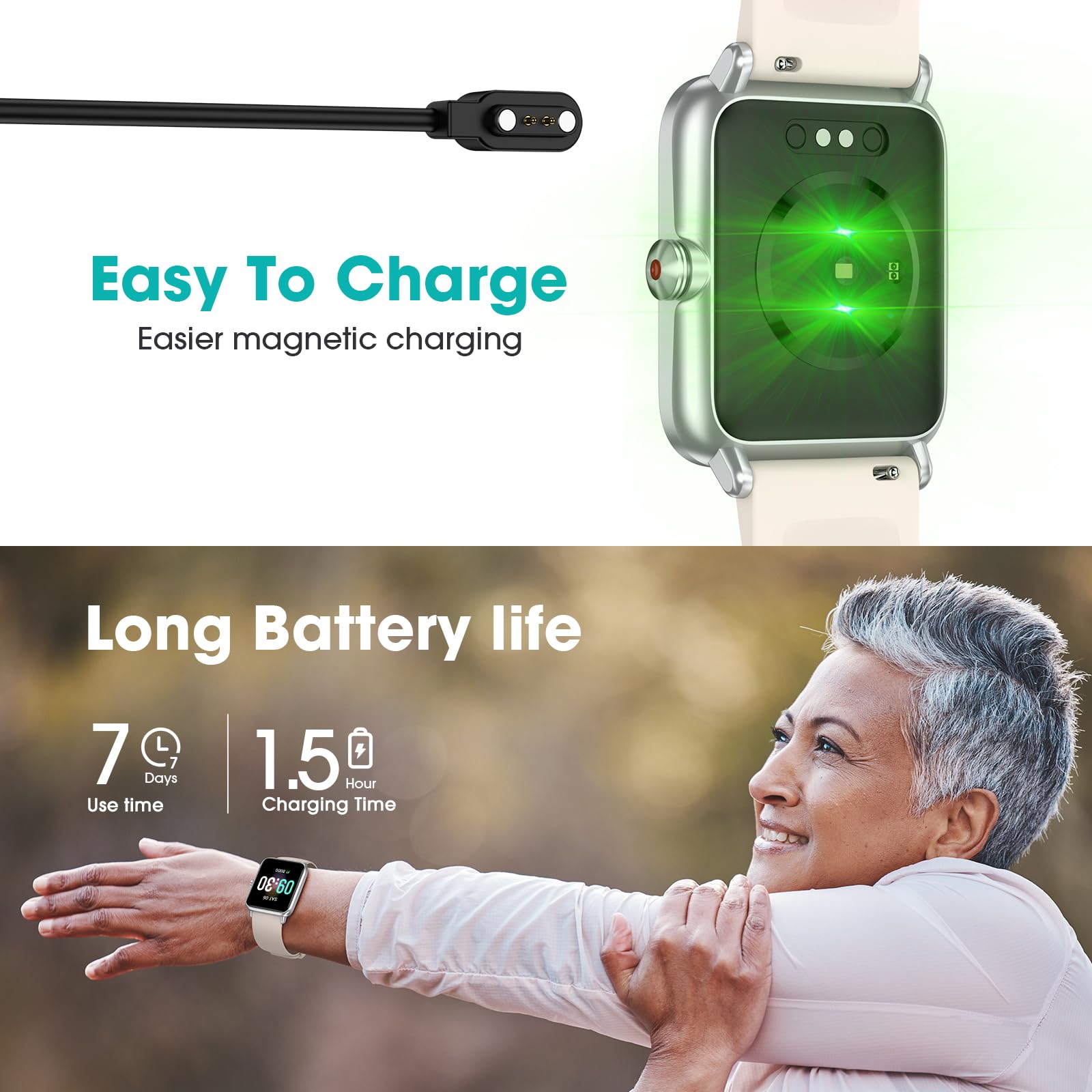 **Smart Watch for Seniors - Step Counter, Pedometer, Sleep & Fitness Tracker - No App/Phone Required - Waterproof Activity Tracker for Men & Women - Perfect Gift for Parents & Teenagers - Ideal for Walking, Running & Daily Health Monitoring**