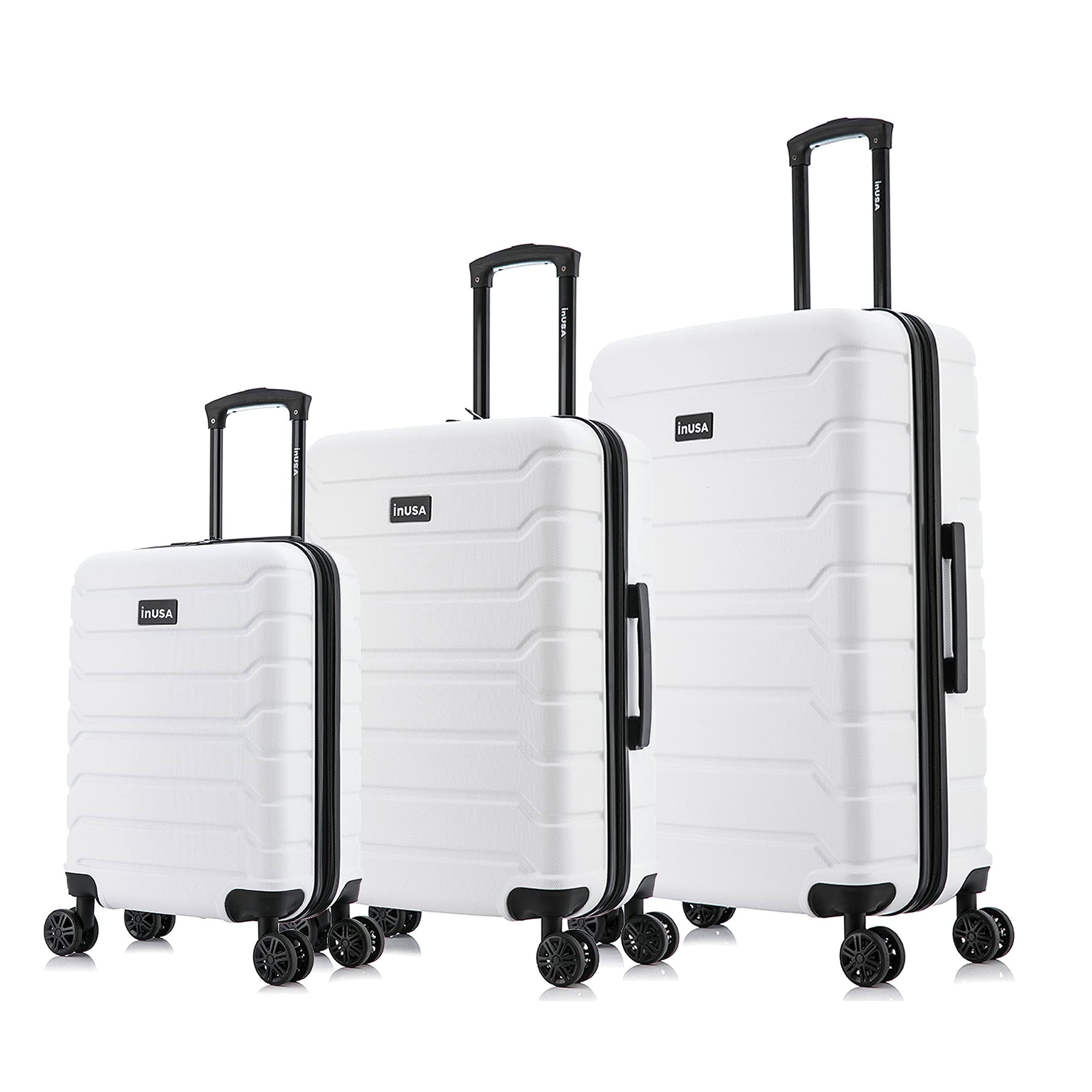 InUSA TREND 3-Piece Hardshell Luggage Set with 360° Spinner Wheels - Durable Lightweight Suitcase for Travel (20in, 24in, 28in, White) - Perfect for Business Trips, Family Vacations & International Travel