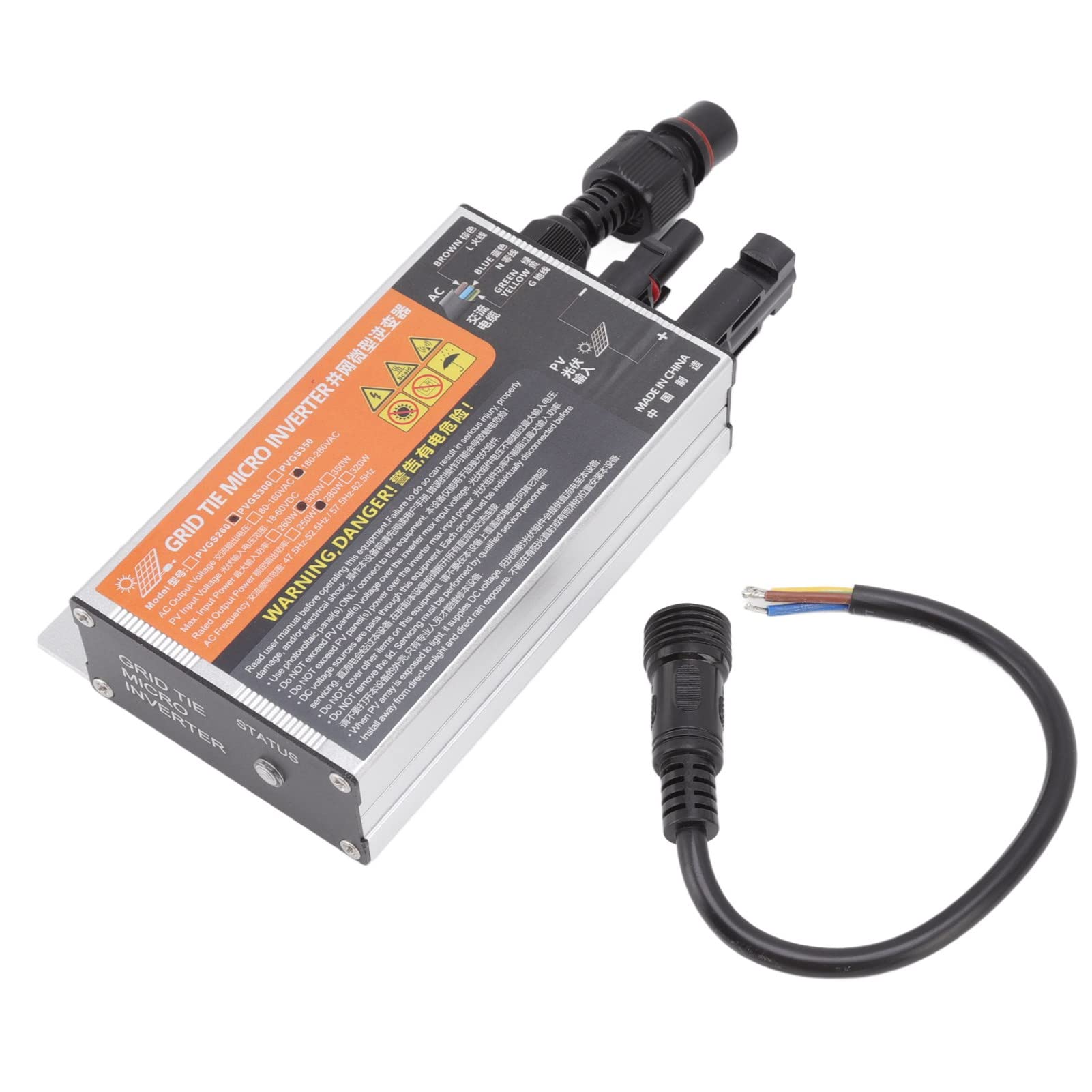 Haofy 350W Solar Micro Inverter Grid Tie - 10A High Efficiency Pure Sine Wave Inverter with 96% Conversion Rate for Home Solar Power System - Perfect for Rooftop PV Panels, Off-Grid Cabins & Renewable Energy Projects