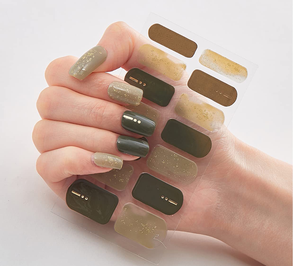3D Nail Stickers for Women & Girls - Waterproof, Glittery Luxury Nail Art Extension - Self-Adhesive DIY Fake Nails - 14-Piece Multicolor Set (DQ3-072) | Perfect for Parties, Weddings, and Special Occasions