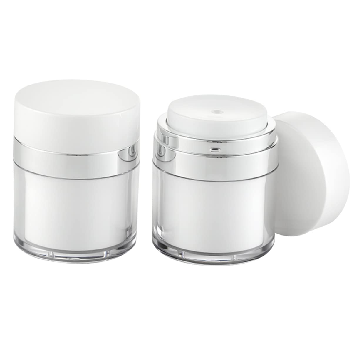 FOMIYES 2-Piece Vacuum Cream Jars with Push Down Pump - Airless Cosmetic Dispenser for Skincare, Refillable Acrylic Bottles - Perfect for Serums, Lotions & Travel-Friendly Beauty Storage