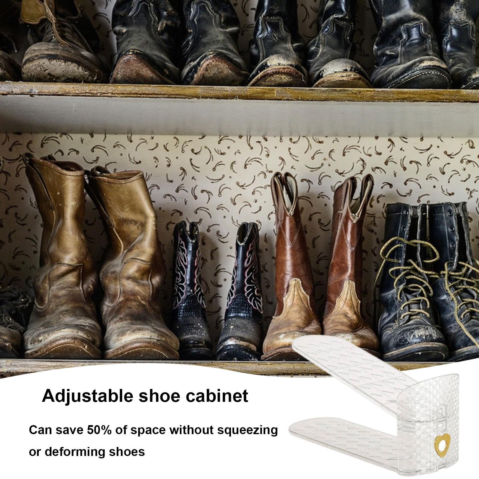 Double Layer Shoe Stacker Organizer - Adjustable Non-Slip Shoe Storage Rack with Anti-Deformation Design for Flat Shoes | Perfect for Closet, Entryway, and Under-Bed Organization