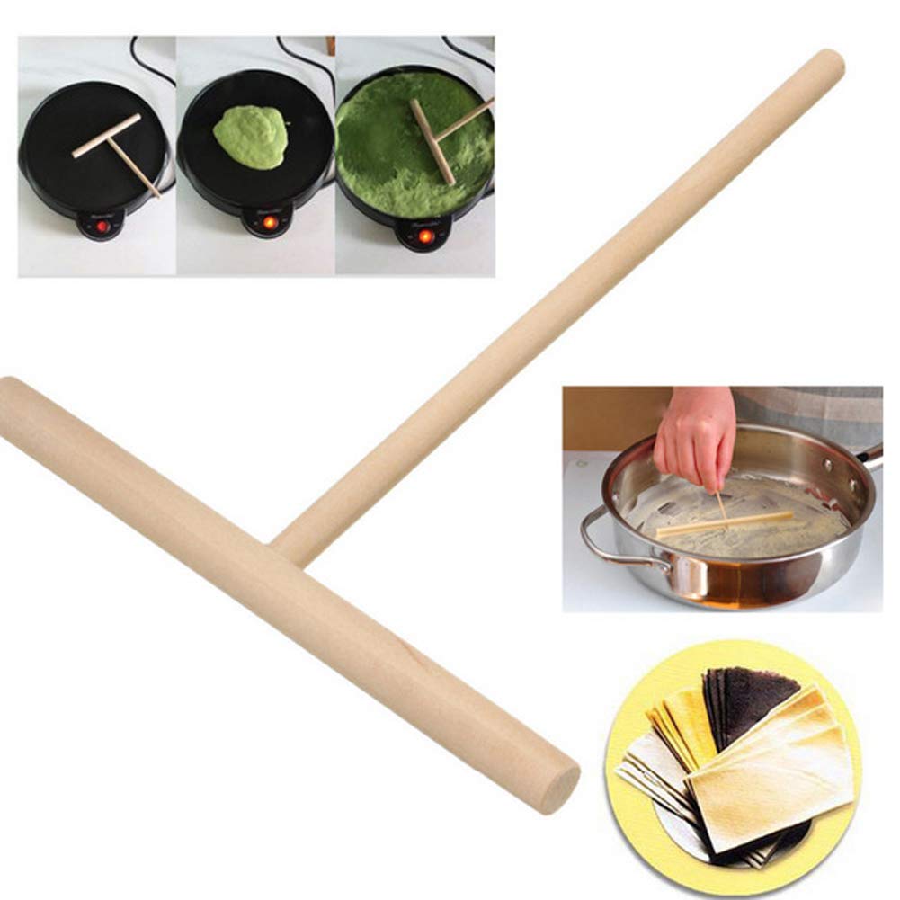 5-Piece Wooden Pancake Batter Spreader Set - T-Shaped Crepe Maker & Griddle Tool for Perfect Pancakes - Ideal for Home Kitchen, Breakfast, Brunch & DIY Cooking