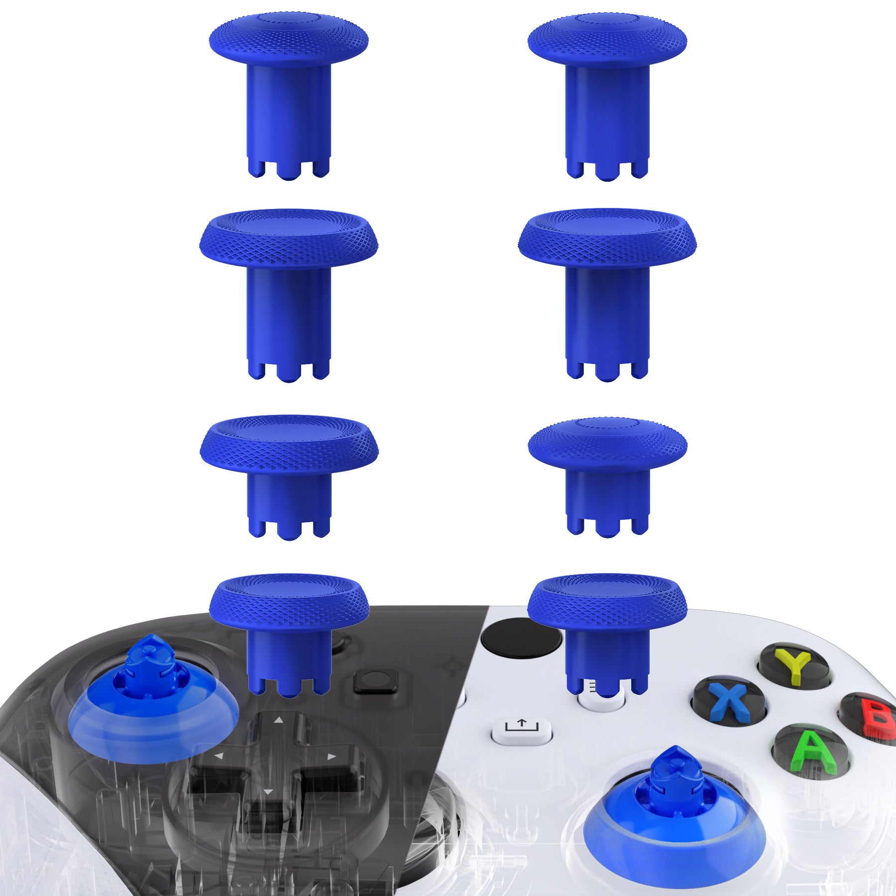 eXtremeRate ThumbsGear V3 Interchangeable Thumbsticks for Xbox Core Controller - 4 Height Adjustable Convex & Concave Grip Joysticks Compatible with Xbox One S/X/Elite & Nintendo Switch Pro Controller (Blue, VRVX3M006) - Perfect for Gaming, VR & Competitive Play
